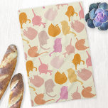 Linge De Cuisine Crème orange rose Motif Chat<br><div class="desc">Design chaton rose et orange moderne sur un arrière - plan crème pour amoureux des animaux. Art original de Nic Squirrell.</div>