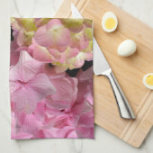 Linge De Cuisine Crème rose Hydrangeas jaune rose vert floral (Quart Plié)