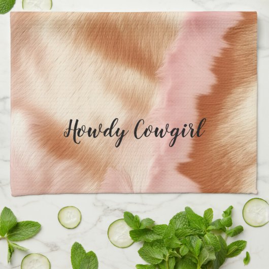 Linge De Cuisine Crème rose Tan Southwest Cowgirl Cowhide (Plié)