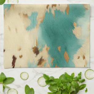 Linge De Cuisine Crème Turquoise Gold Southwest Cowhide