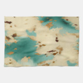 Linge De Cuisine Crème Turquoise Gold Southwest Cowhide (Horizontal)