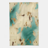 Linge De Cuisine Crème Turquoise Gold Southwest Cowhide (Vertical)