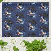 Linge De Cuisine Crescent Moon Stars Céleste Blue Halloween (Plié)