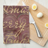 Linge De Cuisine Crimson de Noël et or (Quart Plié)