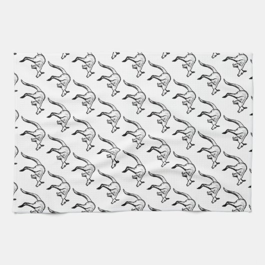 Linge De Cuisine Crochet noir et blanc Kangaroo (Horizontal)