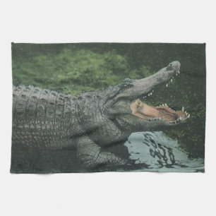 Linge De Cuisine Crocodiles Reptiles, Vie Marine Animale Vintage