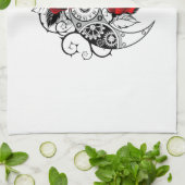 Linge De Cuisine Croissant mécanique avec roses rouges (Plié)