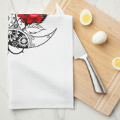 Linge De Cuisine Croissant mécanique avec roses rouges (Quart Plié)