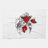 Linge De Cuisine Croissant mécanique avec roses rouges (Horizontal)