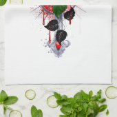 Linge De Cuisine Croix d'argent avec une rose rouge (Plié)