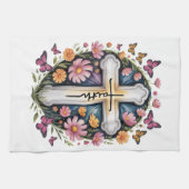 Linge De Cuisine Croix de foi florale (Horizontal)