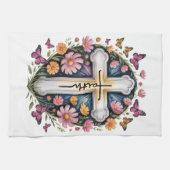 Linge De Cuisine Croix de foi florale (Horizontal)