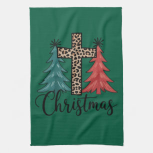 Linge De Cuisine Croix de léopard Arbres de Noël Chrétiens