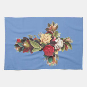 Linge De Cuisine Croix de Roses Le symbole de la Croix de Rose rosi