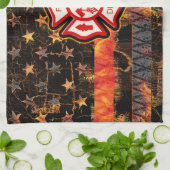 Linge De Cuisine Croix et flammes des pompiers (Plié)