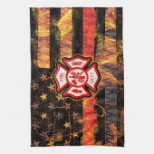 Linge De Cuisine Croix et flammes des pompiers (Vertical)