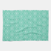 Linge De Cuisine Croix médiévale Damask - Turquoise et blanc (Horizontal)