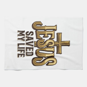 Linge De Cuisine Croix vintage Jésus m'a sauvé la vie