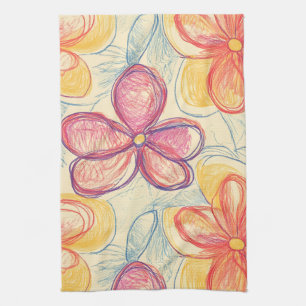 Linge De Cuisine Croquis de Fleur Sauvage Vintage (4)
