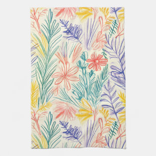Linge De Cuisine Croquis de fleur sauvage vintage (7)