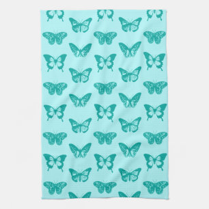 Linge De Cuisine Croquis papillon, Aqua et Turquoise