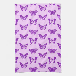 Linge De Cuisine Croquis papillon, rose orchidée et violet