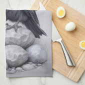 Linge De Cuisine Crows Rock ! Corbeau avec chapeau sur pierre (Quart Plié)