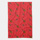 Linge De Cuisine Cuatro and Maracas with Music Notes on RED (Vertical)