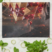 Linge De Cuisine Cube orné sur la falaise volcanique (Plié)