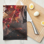 Linge De Cuisine Cube orné sur la falaise volcanique (Quart Plié)