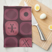 Linge De Cuisine Cubes Soft Mod Art des années 1950 Bourgogne (Quart Plié)