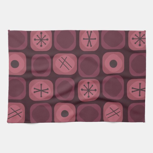 Linge De Cuisine Cubes Soft Mod Art des années 1950 Bourgogne (Horizontal)