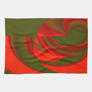 Linge De Cuisine Cubiste rouge et vert Abstrait