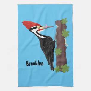 Linge De Cuisine Cue drôle Pileated woodpecker dessin d'illustratio