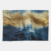 Linge De Cuisine Cuir de vache bleu or (Horizontal)