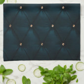 Linge De Cuisine Cuir Vert Élégant, Diamants, Monogramme (Plié)