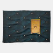 Linge De Cuisine Cuir Vert Élégant, Diamants, Monogramme (Horizontal)