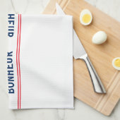 Linge De Cuisine Cuisine à rayures rouges et Bonheur bleu français (Quart Plié)