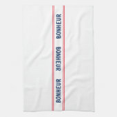 Linge De Cuisine Cuisine à rayures rouges et Bonheur bleu français (Vertical)