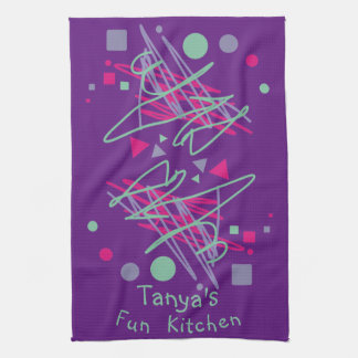 Linge De Cuisine Cuisine amusante du nom rose violet Turquoise form