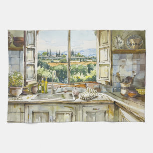 Linge De Cuisine Cuisine de campagne de Provence aquarelle avec Cou