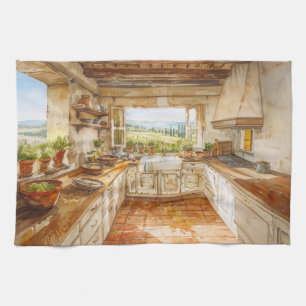 Linge De Cuisine Cuisine de campagne toscane avec maison de ferme e