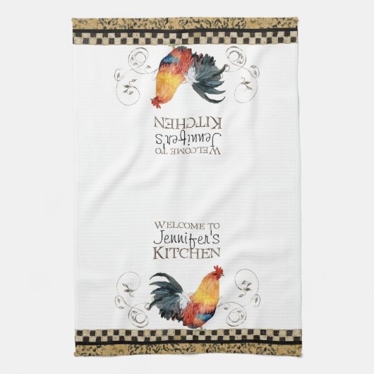 Linge De Cuisine Cuisine de coq noir & tan Check Balayage (Vertical)