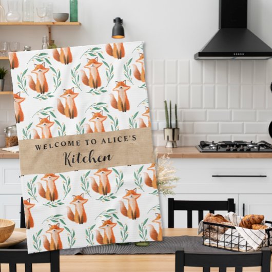 Linge De Cuisine Cuisine de forêt personnalisée avec renard mignon