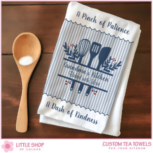 Linge De Cuisine Cuisine de grand-mère personnalisable rayures bleu