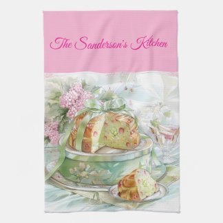 Linge De Cuisine Cuisine de Noël rose et verte pastel personnalisée