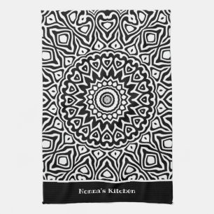 Linge De Cuisine Cuisine de Nonna Motif Mandala Noir et Blanc