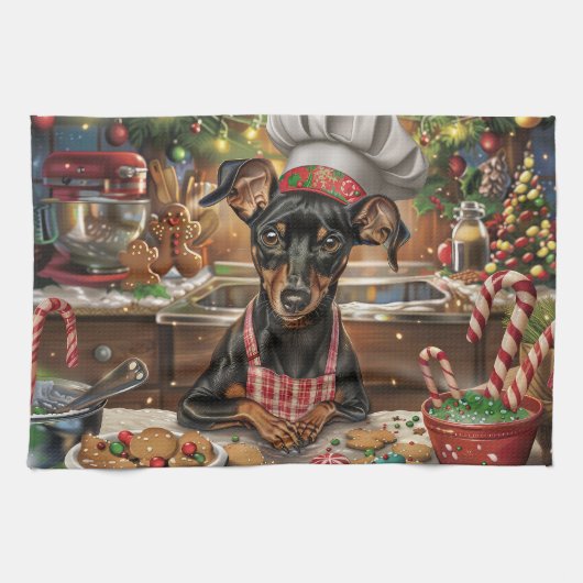 Linge De Cuisine Cuisine de vacances allemande Pinscher : Noël fest (Horizontal)
