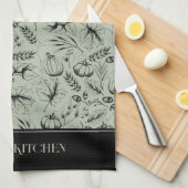 Linge De Cuisine Cuisine du chef Sage Vert moderne automne Illustra (Quart Plié)