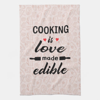 Linge De Cuisine Cuisine est amour drôle slogan